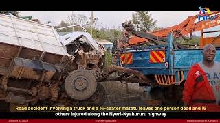 Accident involving a truck and a 14seater leaves one person dead along the NyeriNyahururu highway [upl. by Rossuck]