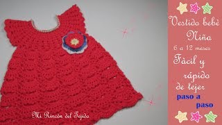 TIERNO VESTIDO coral a CROCHET para bebe paso a paso  SWEET crochet coral DRESS baby [upl. by Levine]