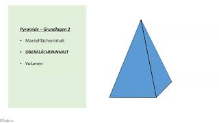 Quadratische Pyramide Grundlagen  MantelOberfläche und Volumen Klasse 910 [upl. by Bena]