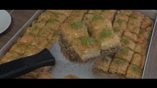 KOLAY CEVIZLI EV BAKLAVASININ TARIFI40 katli tek tek acmadanHatice Mazi [upl. by Reppiks]