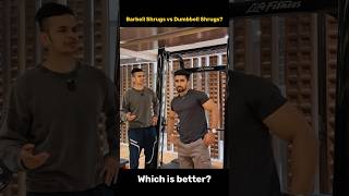 Barbell shrugs vs Dumbbell shrugs with Yourfitnessstories exercise [upl. by Yeorgi468]