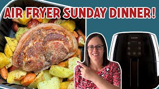 Pork roast dinner in air fryer pork leg joint  sides all in one air fryer [upl. by Legnalos]