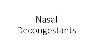 Nasal Decongestants  Pharmacology [upl. by Melar]