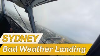 RAINY Morning APPROACH and LANDING into SYDNEY AUSTRALIA  Pilotalkshow [upl. by Tranquada]