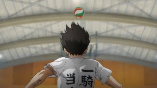 Nishinoya Stops Kageyamas Serve With Perfect Receive  Haikyu [upl. by Inalawi]