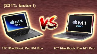 MacBook Pro M4 Pro benchmark vs M1 Pro  CPU GPU SSD drive speed battery test and more [upl. by Nelleus748]