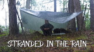 Solo Camping in Heavy Rain  Surviving the Night with No Tent [upl. by Ennaitsirhc]