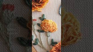 Marigold 🏵️ October Birth Month Flower embroiderypatterns handembroidery embroiderydesign [upl. by Pegasus]