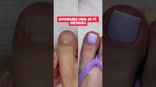 Arrumando unha do pé quebrada com polygel 😍 pedicure unhasdospés polygel unhasdegel [upl. by Ddart]