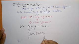 c preprocessor directives  macro substitution file inclusion and compiler control directives [upl. by Roach]