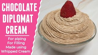 Stabilized Chocolate Whipped Cream Frosting  Chocolate Diplomat Cream  Unique Whipped Cream Recipe [upl. by Atikel]