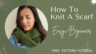 How to Knit a Scarf EasyBeginner [upl. by Janina838]