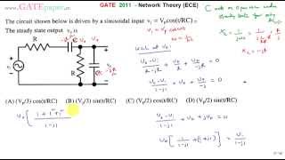 GATE 2011 ECE Steady state output of a circuit given with sinusoidal input [upl. by Rahmann]