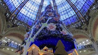 Parigi Natale 2013 addobbi e decori natalizi della galleria la Fayette le sue Vetrine i suoi interni [upl. by Selima997]