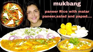 Eating Paneer Rice With Matar PaneerPapadMukbang ASMR Big Bites Clean Eating 😋 [upl. by Abbottson]