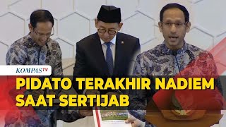 Pidato Terakhir Nadiem Makarim saat Sertijab Terima Kasih atas Kebersamaan Selama 5 Tahun [upl. by Siuluj]