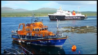 Islay Lifeboat and Ferry at Port Askaig Sound of Islay [upl. by Sinnej]