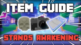 Item Guide  Stands Awakening pin comments for some updates [upl. by Nidak]