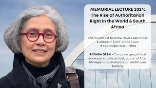 MEMORIAL LECTURE 2024  The Rise of Authoritarian Right in the World amp South Africa [upl. by Sidky]