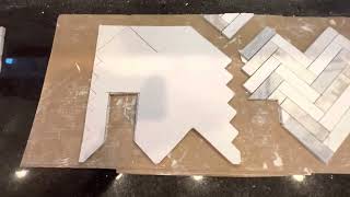 Herringbone tile backsplash installation and some cuts￼ tips on cuts [upl. by Enirahtak]