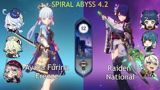 Ayaka Furina amp Raiden F2P Spiral Abyss 42 Floor 12 9 Stars [upl. by Anahsed]