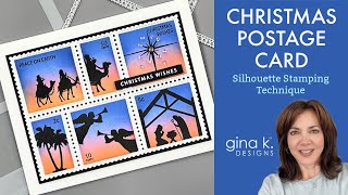 Christmas Postage Card  Silhouette Stamping Technique [upl. by Alaehs]