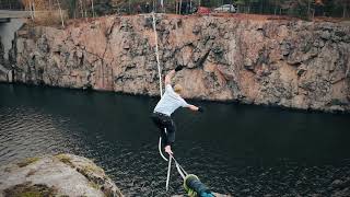 Deep Water Solo slackline [upl. by Nyrahtak]