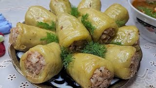 Bulgor qalampiridan shorvali dolma tayyorlash Самая вкусная долма [upl. by Veronike]