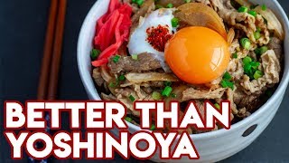 Gyudon Recipe  Yoshinoya Beef Bowl Recipe  Straight Up Eats [upl. by Jenei]