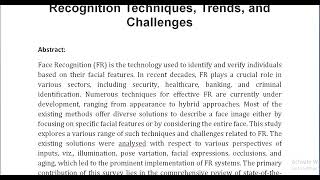 A Comprehensive Review of Face Recognition Techniques Trends and Challenges [upl. by Damek]