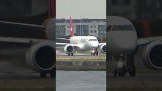 Helvetic E290 blasting out of London City planespotting aviation e290 [upl. by Erdnuaed]