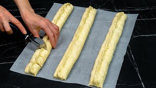 Puff pastry with 3 kinds of fillings Quick appetizer for any event [upl. by Oironoh]