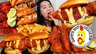 Eating The BEST Chicken Sandwich In America Daves Hot Chicken Sliders amp Spicy Tenders  Mukbang [upl. by Adnauqahs305]