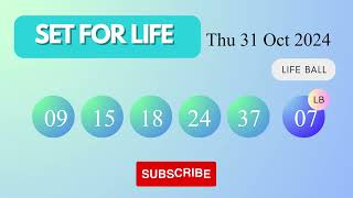 Set Forlife Draw Results on Thu 31 Oct 2024 The National Lottery UK [upl. by Burnie18]