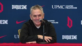 Duquesne basketball coach Keith Dambrots retirement news conference [upl. by Einattirb]