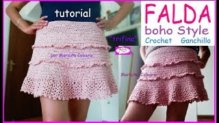 Falda a Crochet SIN COSTURAS quotTrifinaquot Tutorial por Maricita Colours [upl. by Hasin]