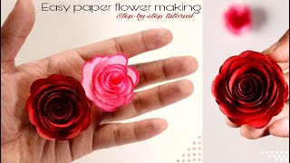 Amazing paper rose making  how to make realistic paper rose flower  easy and fastcrafts [upl. by Fasano]