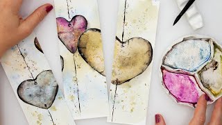 Watercolor bookmarks  simple watercolor for beginners [upl. by Harutek]