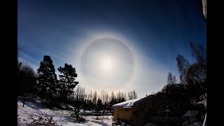 Very solid and vivid 22° Halo ring in the Cirrostratus clouds [upl. by Wood]