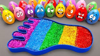 Satisfying ASMR  Making Rainbow Glitter Foot Bathtub by Mixing SLIME in Rainbow Eggs CLAY Coloring [upl. by Cutlor]