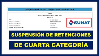 Suspensión de Cuarta Categoría  SUNAT [upl. by Stockton]