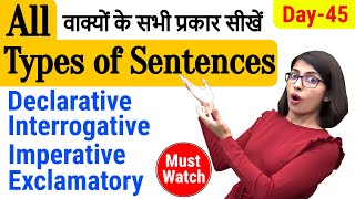 Type of sentences  Types of Sentences in English Grammar  EC Day45 [upl. by Hermione25]