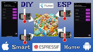 Smart Home temperature sensor mesh on ESPNOW ESP32 DS18B20 devices with iOS Android Flutter App [upl. by Warfield]