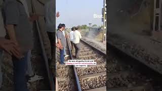 A man was arrested after trying to film a reel while driving his Mahindra Thar on a railway track [upl. by Miller26]