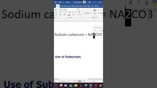 Use of Subscripts in MS Word  Short  video 🔥 [upl. by Aihsema]