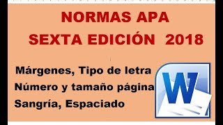 Word  Verdaderas Normas APA  Márgenes textos y paginado 2019 Sexta Edición [upl. by Dustie890]