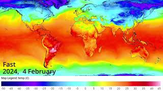 Feb 2024 World Temperature Time Lapse [upl. by Marji75]