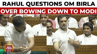 Rahul Gandhi Questions Speaker Om Birla Over Bowing Down To PM Modi While Shaking Hands [upl. by Dijam]