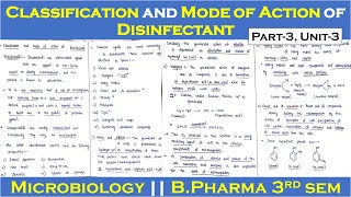 classification and mode of action of disinfectant  Part3 Unit3  Microbiology  B Pharma 3rd sem [upl. by Jamaal]