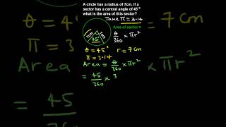 Area of a sector of a circle Stepbystep instructions shorts maths geometry [upl. by Drusilla]